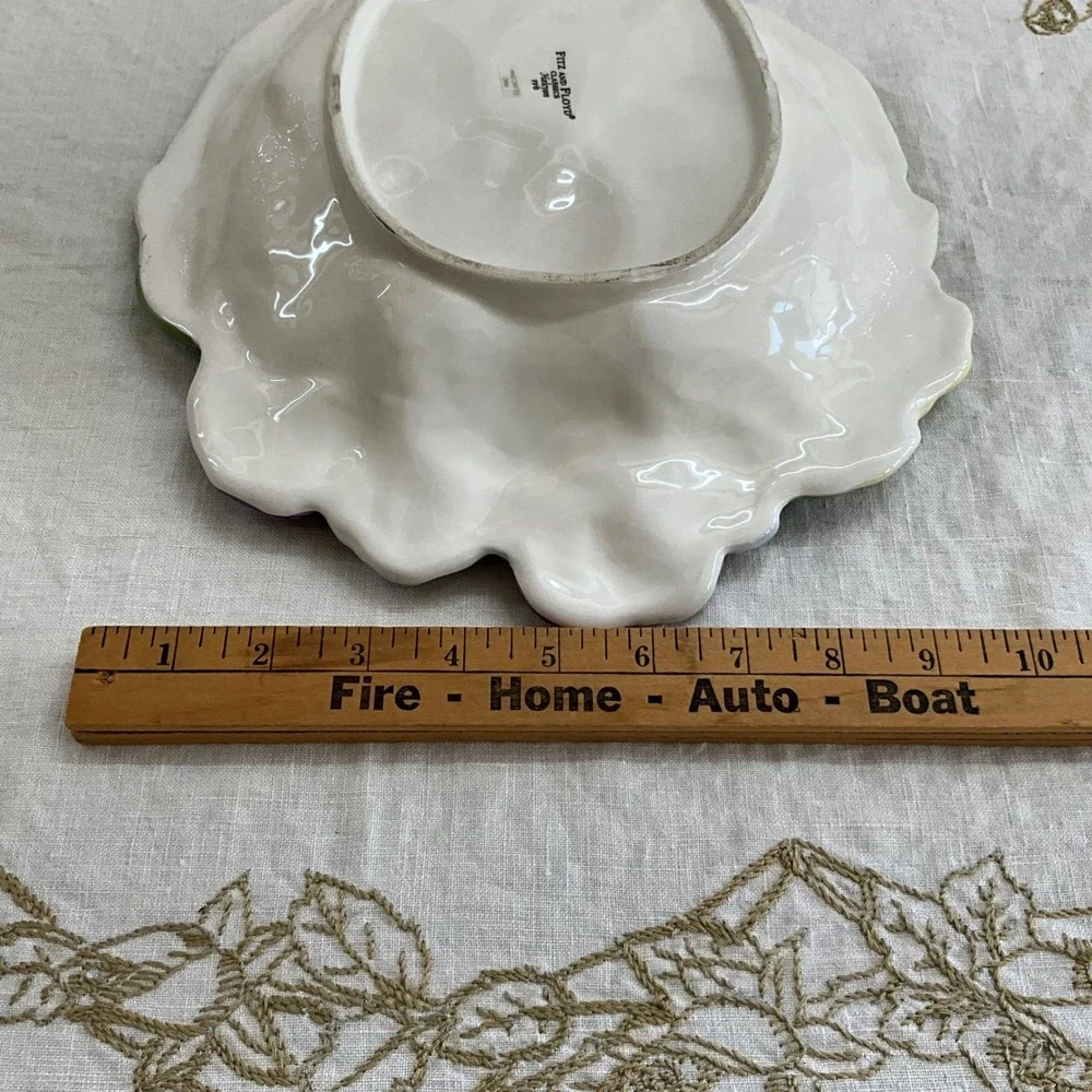 Fitz and Floyd Halcyon‎ Classics Pansy Leaf Serving Bowl Floral Ceramic 12 Inch
